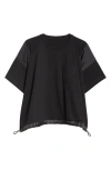 Sacai Black Paneled T-shirt In Black/black