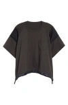 Sacai X Thomas Mason Paneled Mixed Media T-shirt In Gray/navy