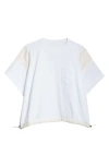 Sacai Crewneck Drawstring T-shirt In White/off White