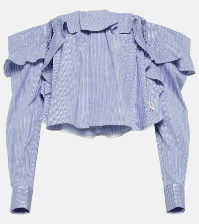 Sacai X Thomas Mason Striped Cotton Shirt In L/blue Stripe