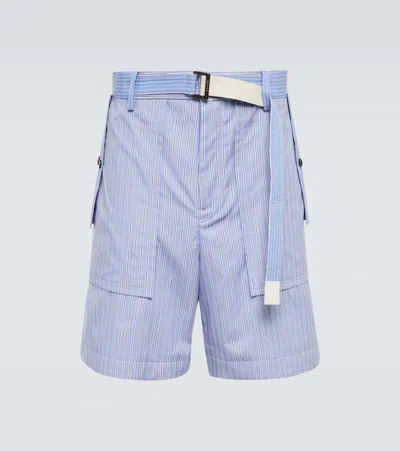 Sacai X Thomas Mason Striped Poplin Shorts In Multi