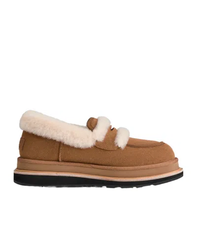 Sacai X Ugg Loafers In Brown