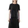 Sacai Striped Back High-low T-shirt In Navy/navy Stripe