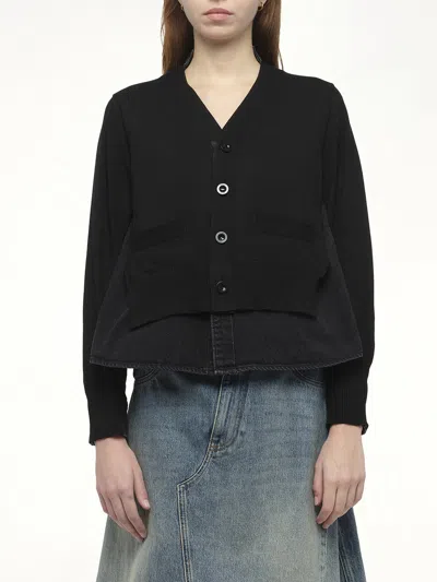 SACAI X WOMEN'S DENIM X KNIT CARDIGAN