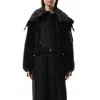 Sacai Black Nylon Faux Shearling Jacket In Black