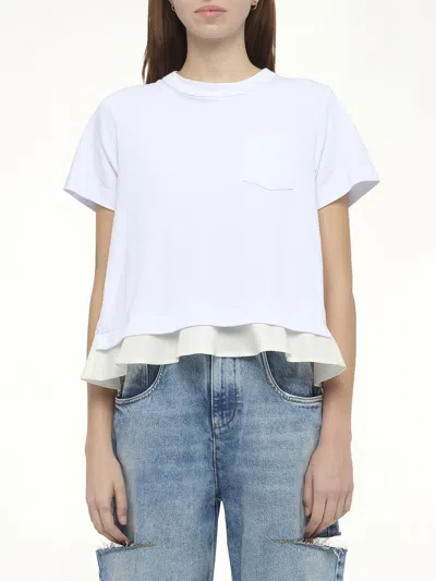 Sacai X Women's Nylon Twill X Cotton Jersey T-shirt