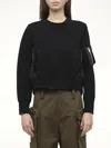 Sacai X Women's Sponge Sweat X Nylon Twill Pullover