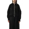 Sacai X Women's Sponge Sweat X Nylon Twill Zip Hoodie In Black