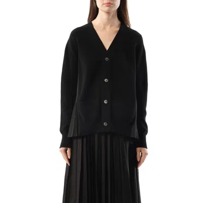 Sacai X Women's Wool Knit X Cotton Poplin Cardigan