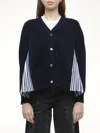Sacai X Women's Wool Knit X Cotton Poplin Cardigan