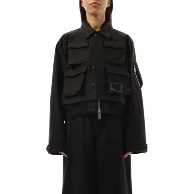 Sacai X Women's Wtaps Cotton Back Satin X Nylon Twill Jacket In Black