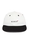 Sacai X Wtaps Cotton Twill Cap In White & Black