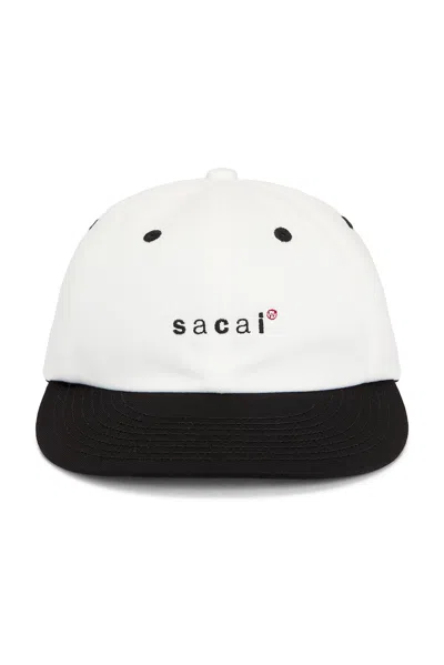 Sacai X Wtaps Cotton Twill Cap In White & Black