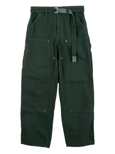 Sacai Xcarhartt Wip Belted Trousers In Green