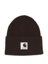 Sacai Xcarhartt Wip Knit-woven Beanie Hat In Brown