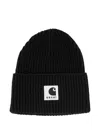 Sacai Carhartt Wip Wool Blend Knit Beanie Hat In Black