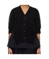 Sacai Hybrid Denim Top With Cardigan Overlay In Black