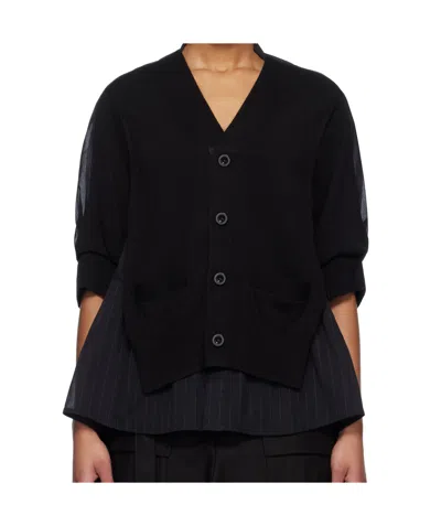 SACAI Y-NECK CARDIGAN