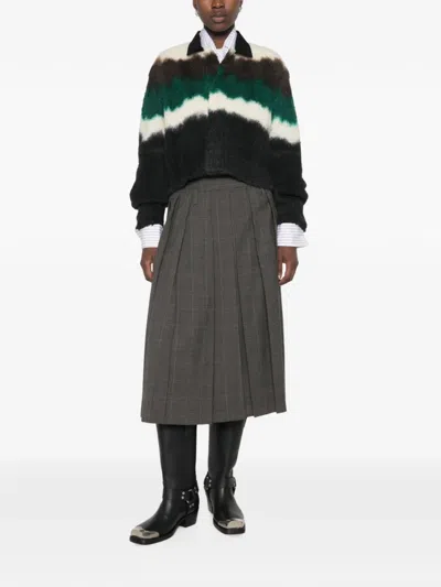 Sacai Zigzag-knit Cropped Jacket In Black