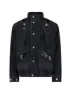 Sacai High Collar Jacket Adjustable Drawstring Front Pockets In Black