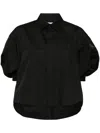 Sacai Oversized Cotton And Nylon Shirt With Zip In Black
