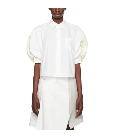 Sacai White Puff Sleeve Shirt In 151 Off White