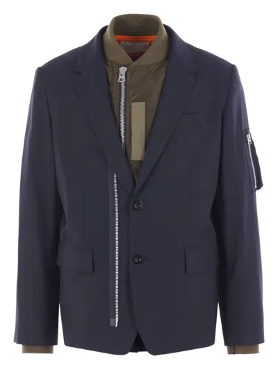 SACAI ZIP-DETAIL BUTTON JACKET