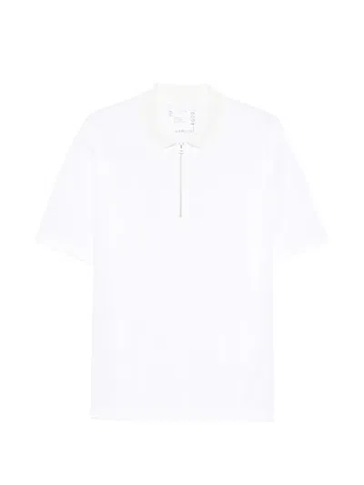 Sacai Zip-detail Polo Shirt In White