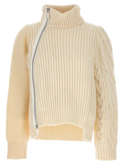 Sacai Zip Detail Sweater In White