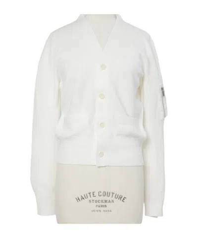 Sacai Zip Detailed Buttoned Cardigan In White
