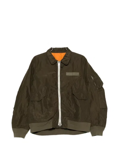 Sacai Zip-fastening Pocket Bomber Jacket In Brown