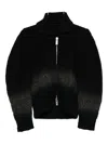 Sacai Zip-front Speckled Cardigan In Black