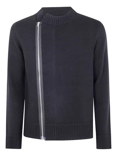 SACAI ZIP-FRONT WOOL CARDIGAN