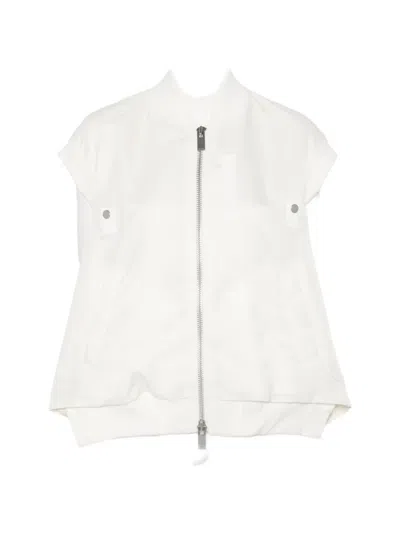 Sacai Zip Gilet In Neutral