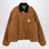 Sacai X Carhartt Zip-up Contrast-collar Jacket In Brown