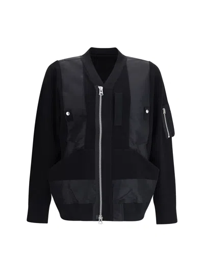 Sacai Zip Paneled Jacket In Black