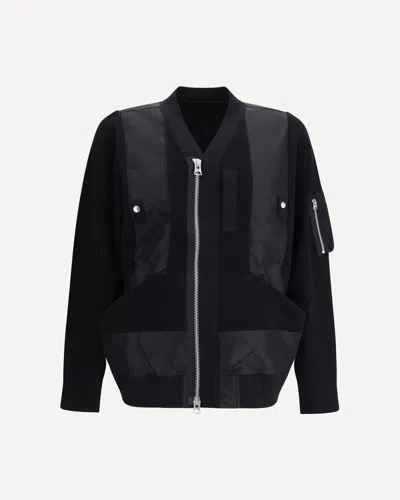 Sacai Zip-up Bomber Jacket In Black
