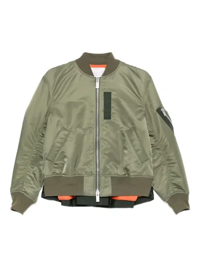Sacai Zip Pocket Bomber Jacket In Green