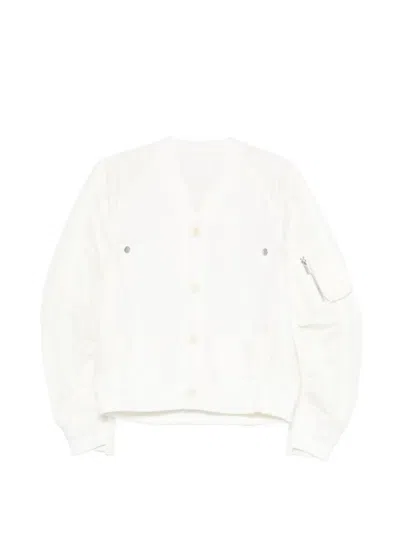 Sacai Zip-pocket Cardigan In White