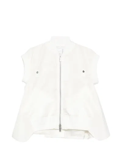 Sacai Wool And Nylon Vest In White