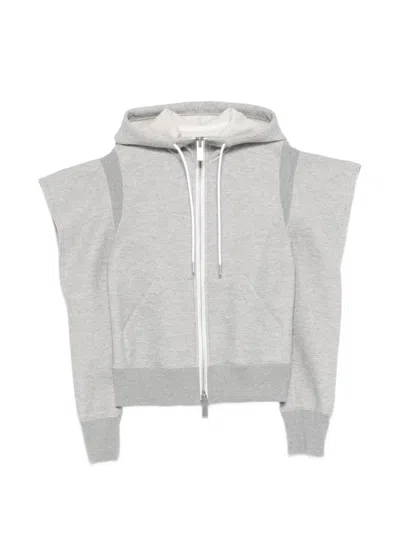 Sacai Zip Sponge Sweatshirt In Gray