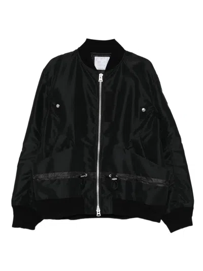 Sacai Zip-up Bomber Jacket In Black