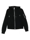Sacai Matte And Shiny Black Sweatshirt With Zip Details In Black