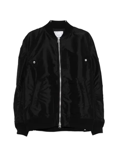 Sacai Zip-up Bomber Jacket In Black
