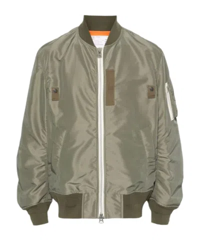 Sacai Green Nylon Bomber Jacket
