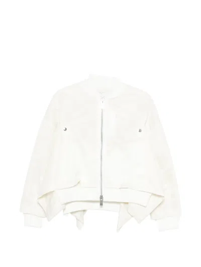 Sacai Zip-up Bomber Jacket In White