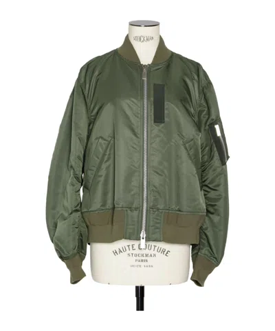 Sacai Zip-up Bomber Jacket In Green