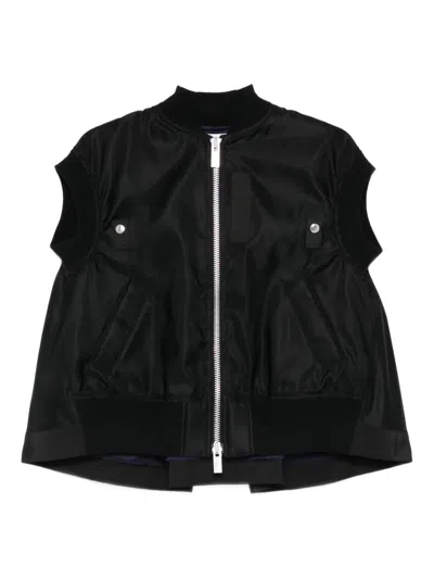 Sacai Zip-up Gilet In Black