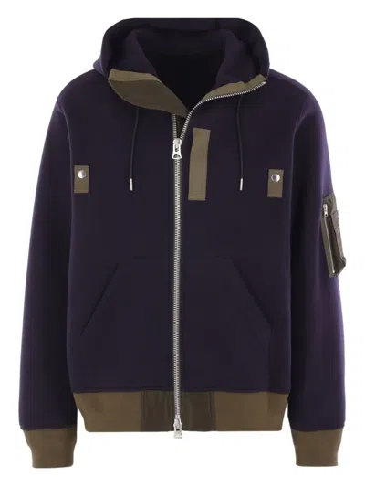 Sacai Cotton Hoodie In Purple