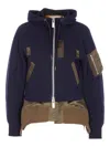 Sacai Hoodie-style Sweater With Navy And Olive Accents In Multi